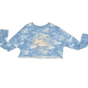 Flirtitude Active Tie Dye Crop Top Long Sleeve Graphic T Shirt Women L